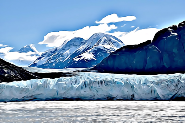Alaska notecard and limited edition print showing Margerie Glacier and Fairweather Mountains.