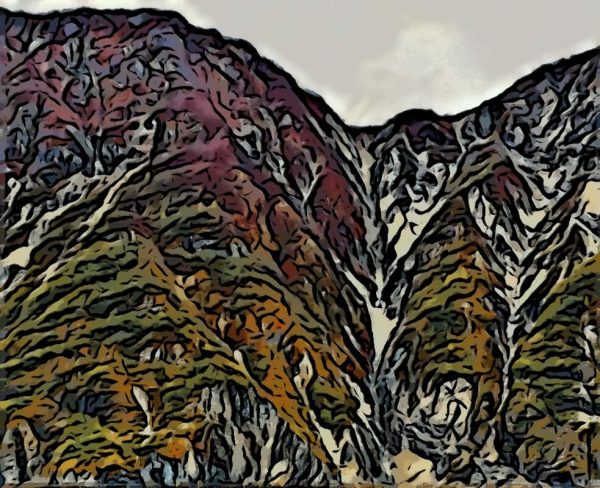 Alaska notecard and limited edition print showing rocky mountainside.